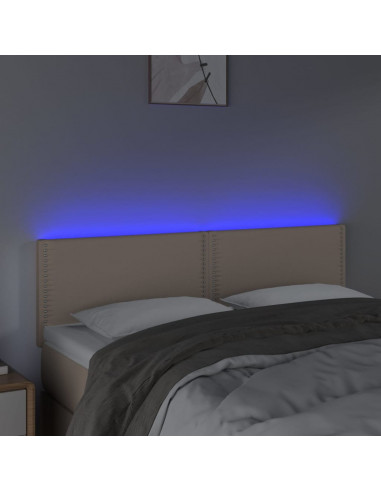 Testiera Cappuccino a LED 144x5x78/88 cm in Similpelle