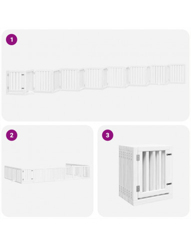 Cancello Cani Porta Pieghevole Bianco 15 Pannelli 750 cm Pioppo