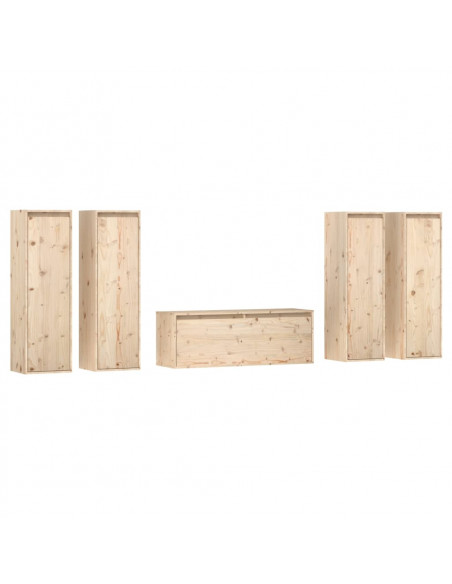 Mobili Porta TV 5 pz in Legno Massello di Pino