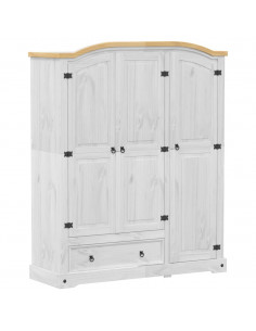 Armadio Corona Bianco 151,5x52x186 cm in Legno Massello di Pino 2
