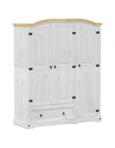 Armadio Corona Bianco 151,5x52x186 cm in Legno Massello di Pino