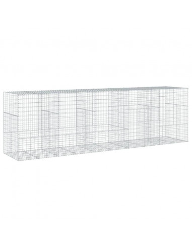 Cesto Gabbione con Copertura 500x100x150 cm in Ferro Zincato