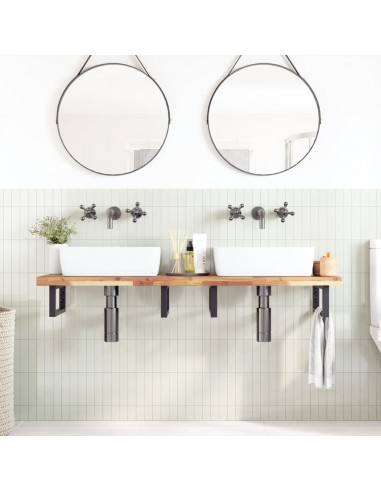 Piano da Bagno Non Trattato 160x40x4cm Legno Massello di Acacia