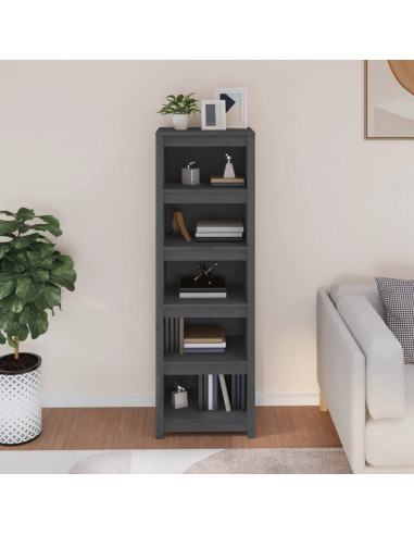 Libreria Grigia 50x35x154 cm in Legno Massello di Pino