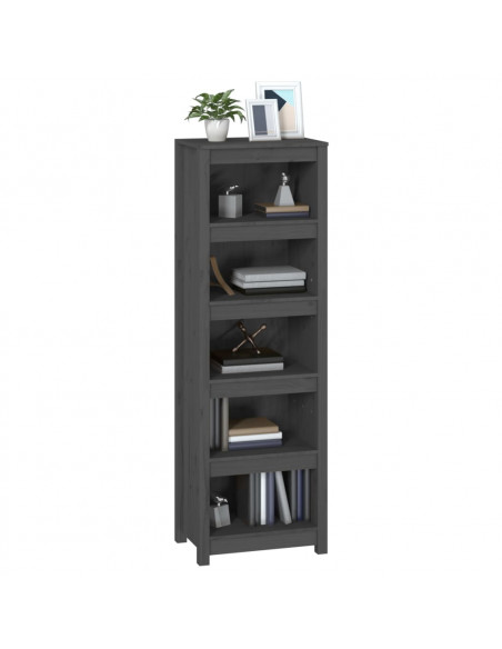 Libreria Grigia 50x35x154 cm in Legno Massello di Pino