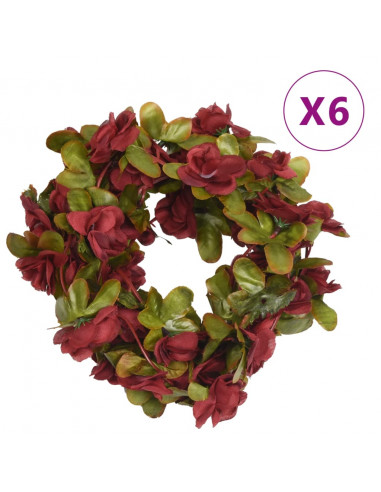 Ghirlande Fiori Artificiali 6 pz Rosso Vino 250cm