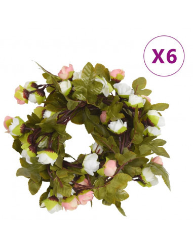 Ghirlande Fiori Artificiali 6 pz Champagne 215cm