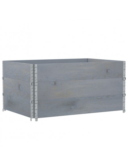 Paretali per Pallet 3pz Grigi 120x80cm Legno Massello di Pino