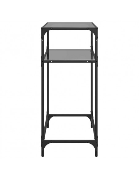 Tavolino Consolle con Piano in Vetro Nero 60x35x81cm in Acciaio