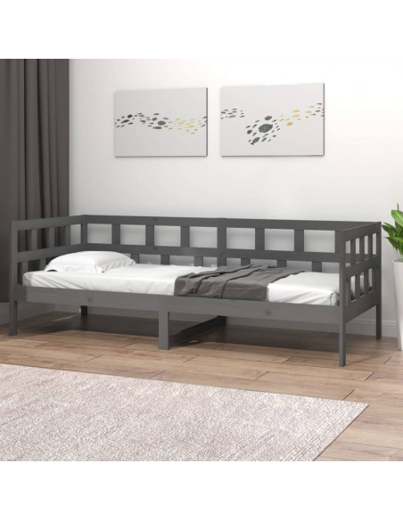 Dormeuse Grigia in Legno Massello di Pino 80x200 cm