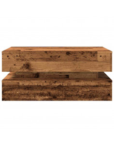 Tavolino da Salotto con Luci LED Legno Antico 90x50x40 cm 2