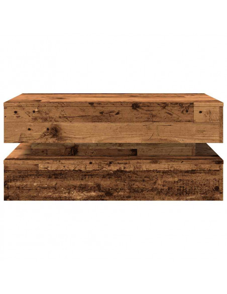 Tavolino da Salotto con Luci LED Legno Antico 90x50x40 cm