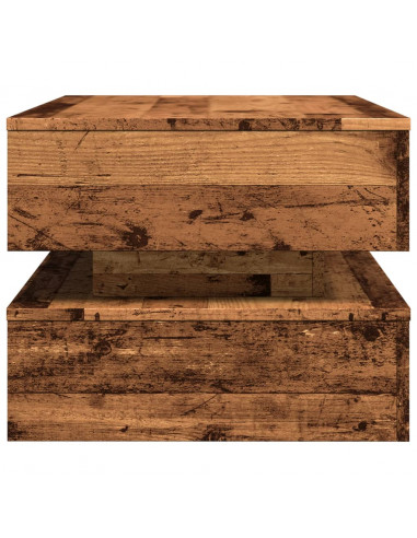 Tavolino da Salotto con Luci LED Legno Antico 90x50x40 cm