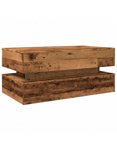 Tavolino da Salotto con Luci LED Legno Antico 90x50x40 cm