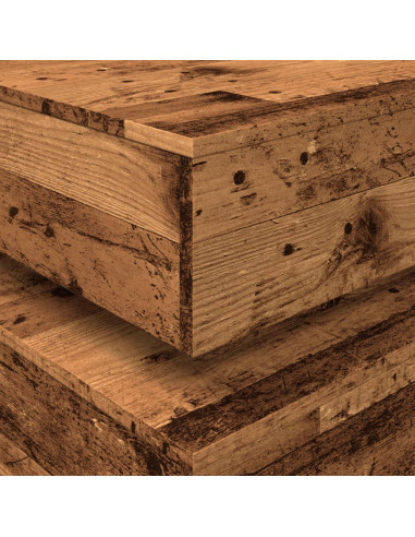 Tavolino da Salotto con Luci LED Legno Antico 90x50x40 cm