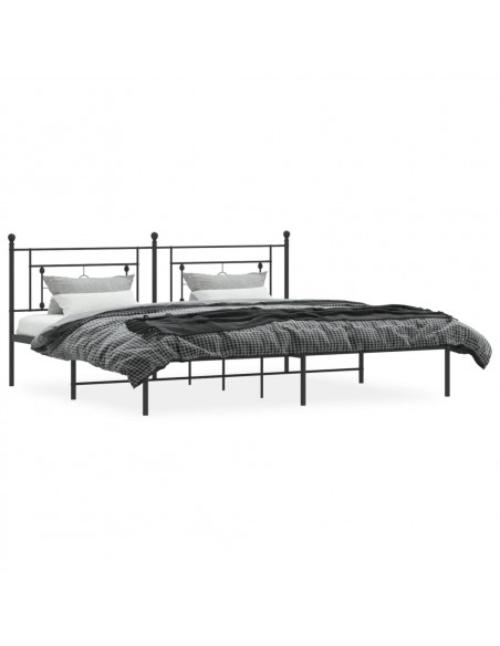 Giroletto con Testiera in Metallo Nero 193x203 cm