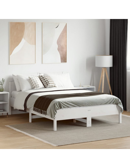 Giroletto con Testiera Bianco 120x190 cm Legno Massello di Pino