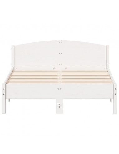 Giroletto con Testiera Bianco 120x190 cm Legno Massello di Pino