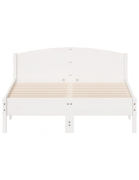 Giroletto con Testiera Bianco 120x190 cm Legno Massello di Pino