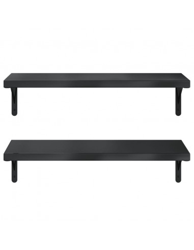 Mensole a Muro 2 pz 75x30 cm Nero in Acciaio Inossidabile