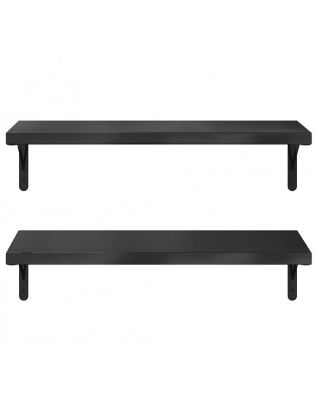 Mensole a Muro 2 pz 75x30 cm Nero in Acciaio Inossidabile