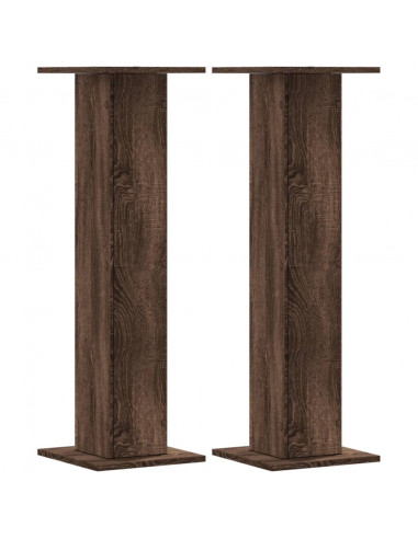 Supporti Altoparlanti 2 pz Marrone 30x30x95cm Legno Multistrato