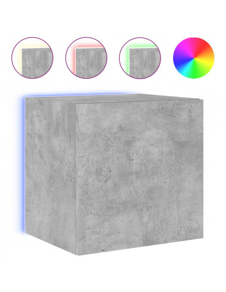 Mobili TV a Parete con Luci LED 2pz Grigio Cemento 40,5x35x40cm