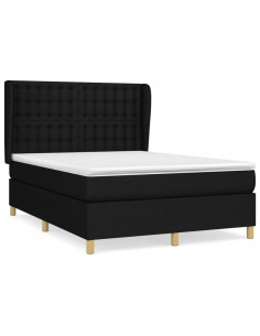 Giroletto a Molle con Materasso Nero 140x190 cm in Tessuto 2