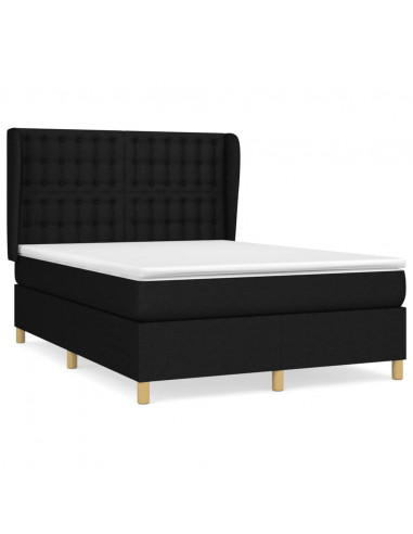 Giroletto a Molle con Materasso Nero 140x190 cm in Tessuto