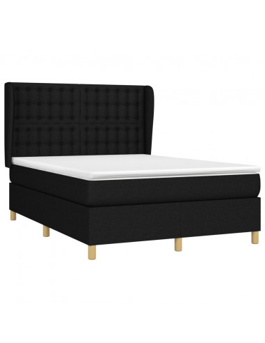 Giroletto a Molle con Materasso Nero 140x190 cm in Tessuto