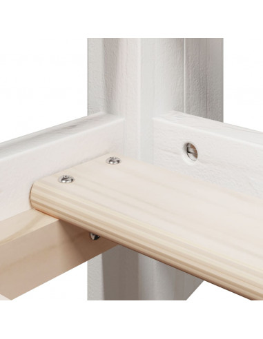 Letto a Castello con Tetto Bianco 80x200 cm Legno Massello Pino