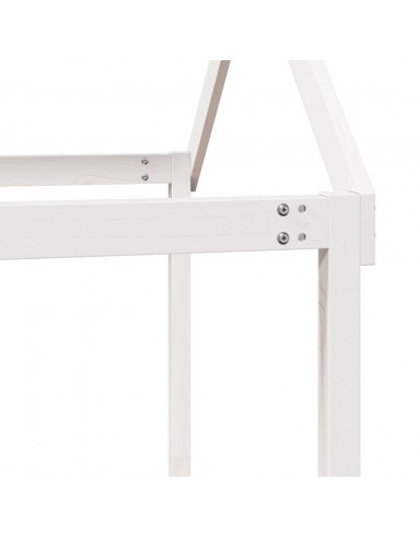 Letto a Castello con Tetto Bianco 80x200 cm Legno Massello Pino