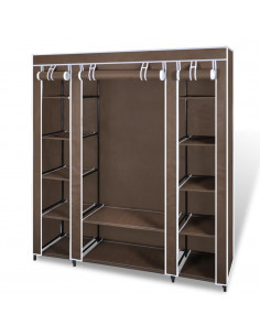 Armadio in Tessuto con Scomparti e Aste 45x150x176 cm Marrone 2