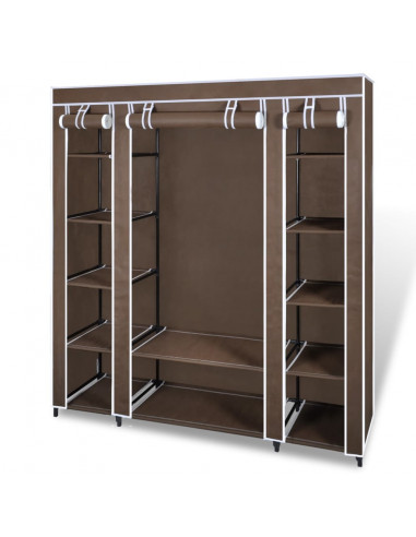 Armadio in Tessuto con Scomparti e Aste 45x150x176 cm Marrone