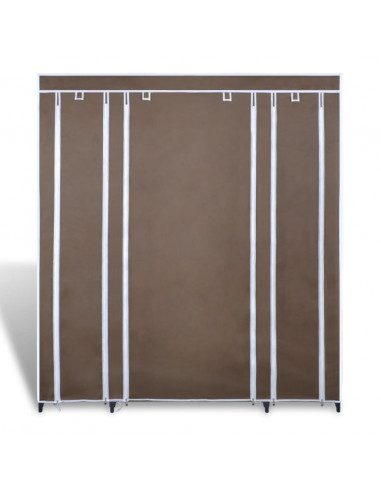 Armadio in Tessuto con Scomparti e Aste 45x150x176 cm Marrone