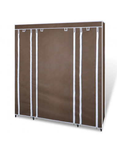 Armadio in Tessuto con Scomparti e Aste 45x150x176 cm Marrone