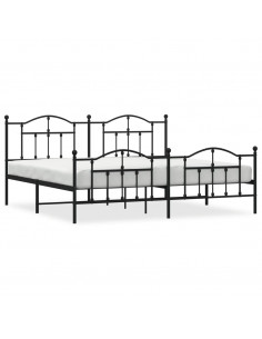 Giroletto con Testiera e Pediera Metallo Nero 193x203 cm 2