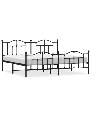 Giroletto con Testiera e Pediera Metallo Nero 193x203 cm