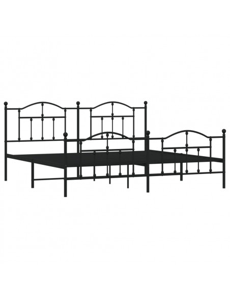 Giroletto con Testiera e Pediera Metallo Nero 193x203 cm