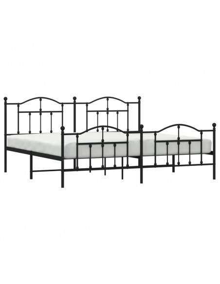 Giroletto con Testiera e Pediera Metallo Nero 193x203 cm