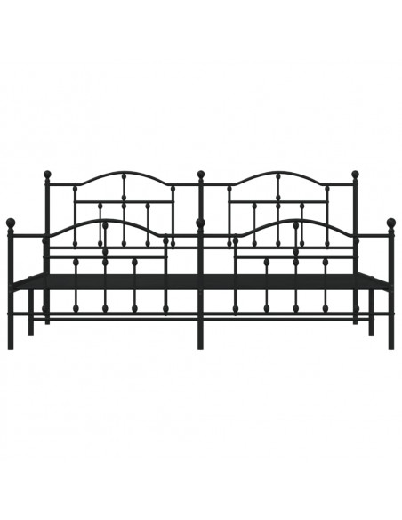 Giroletto con Testiera e Pediera Metallo Nero 193x203 cm
