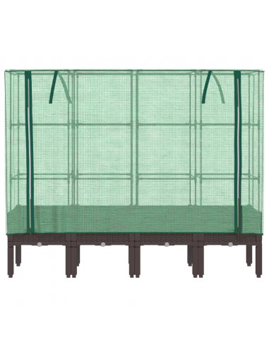 Letto Rialzato con Copertura Serra Effetto Rattan 160x40x140 cm