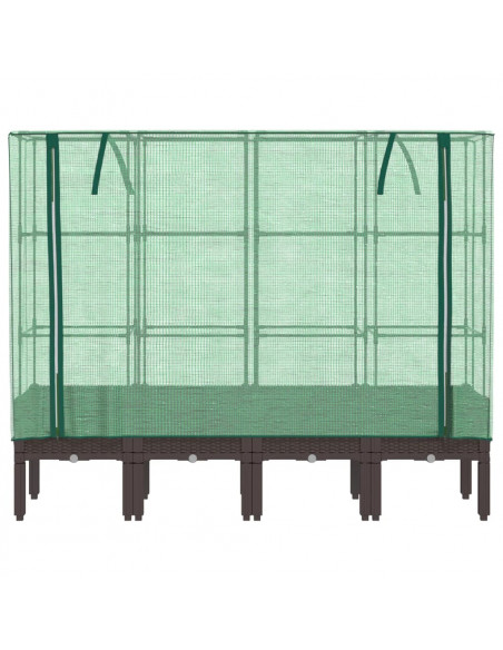 Letto Rialzato con Copertura Serra Effetto Rattan 160x40x140 cm