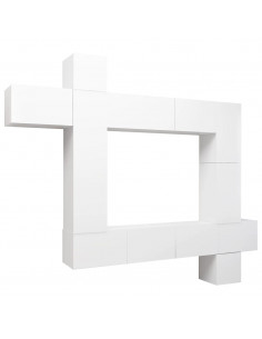 Set Mobili Porta TV 9 pz Bianco in Legno Multistrato 2