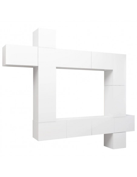 Set Mobili Porta TV 9 pz Bianco in Legno Multistrato