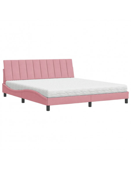 Letto con Materasso Rosa 180x200 cm in Velluto