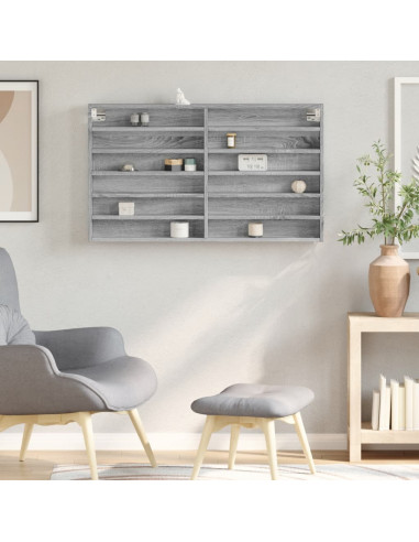 Armadietto Vetrina Grigio Sonoma 100x8,5x58cm Legno Multistrato