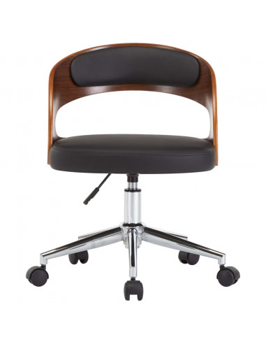 Sedia da Ufficio Girevole Nera in Legno Piegato e Similpelle