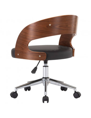 Sedia da Ufficio Girevole Nera in Legno Piegato e Similpelle