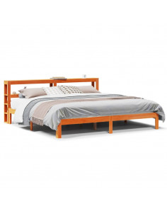 Letto senza Materasso Marrone Cera 180x200 cm in Legno di Pino 2